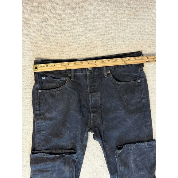 Levis 501 Jeans Mens Size 34 X 34 Black Label Straight Leg Dark Blue 32 X 31 1/2 - Picture 6 of 16